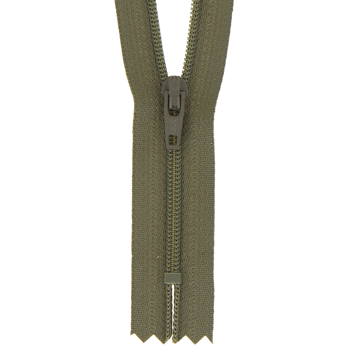 Khaki Milward 20cm nylon dress and skirt zip with label