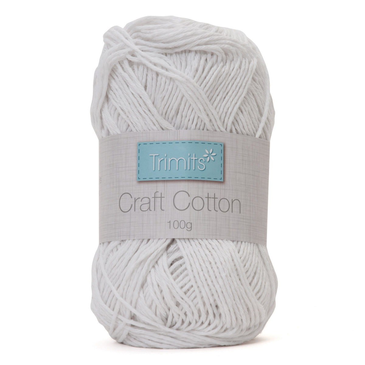 Ball of white bleached Trimits cotton craft yarn