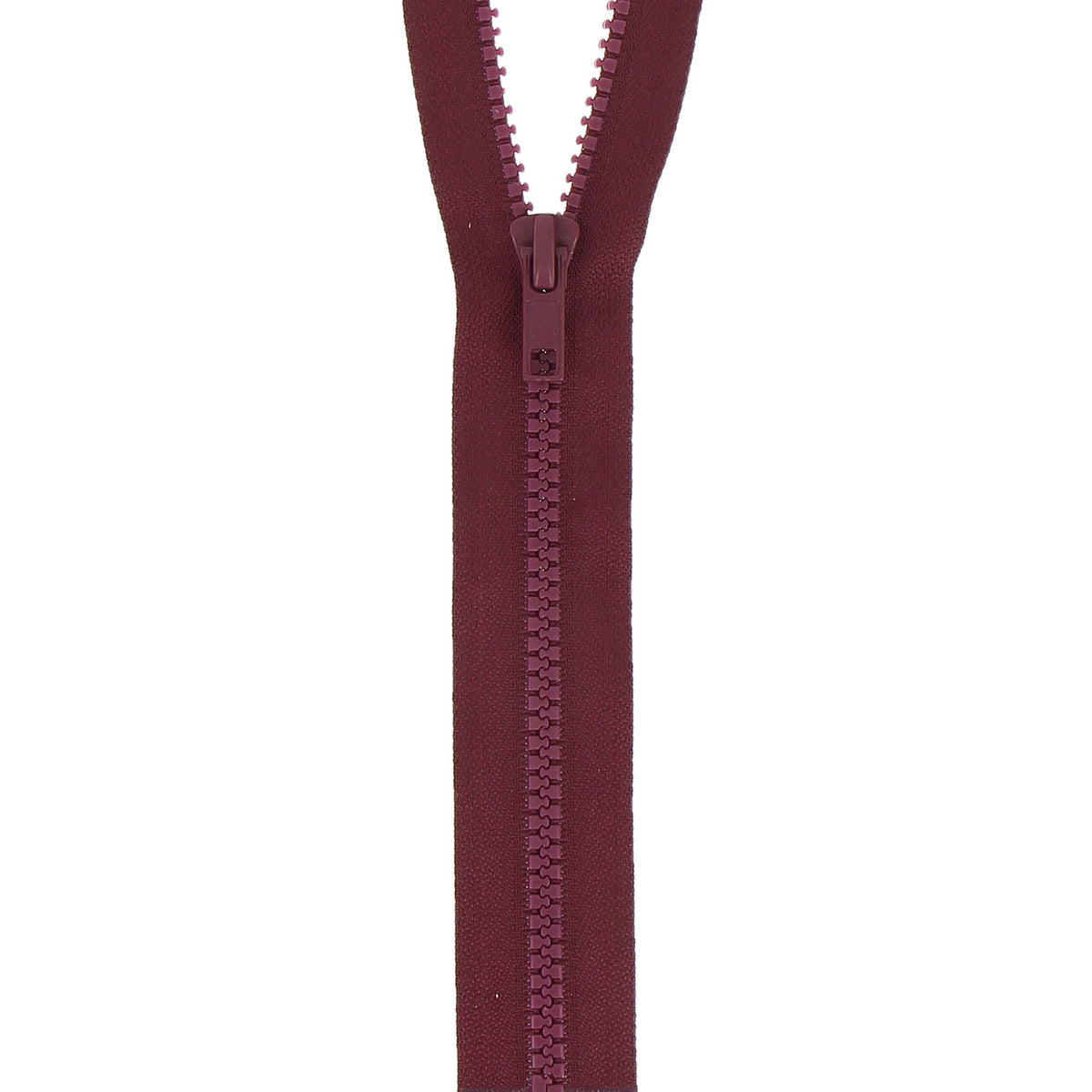 Burgundy 45cm chunky open-end zip with plastic teeth