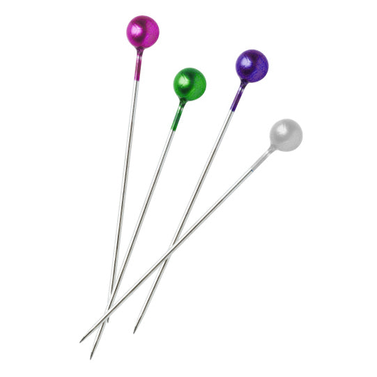 Box of assorted colours pearl-headed pins