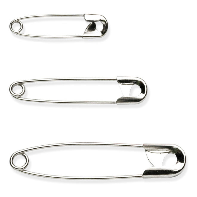 Milward assorted silver safety pins in plastic box