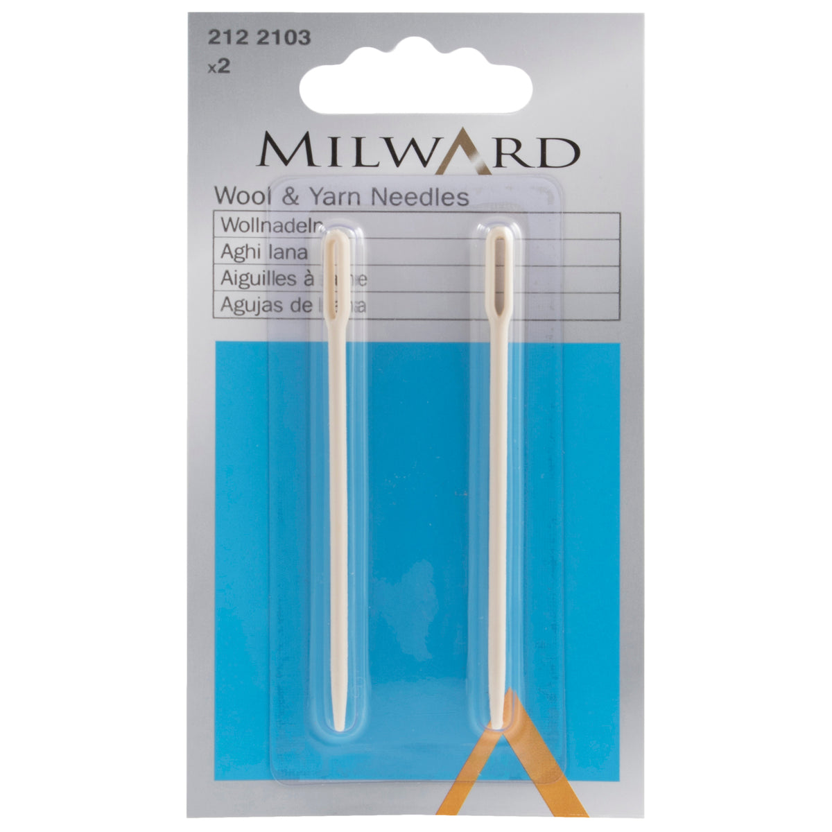 Two plastic wool and yarn needles in Milward packaging