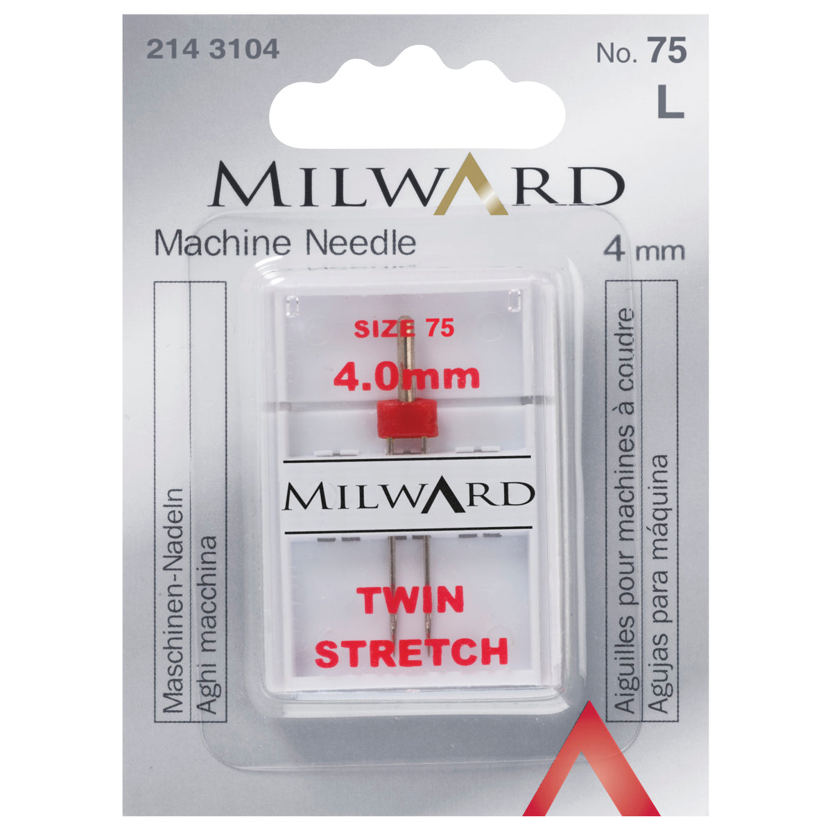 Milward stretch twin sewing machine needle 75/11 4mm in packet