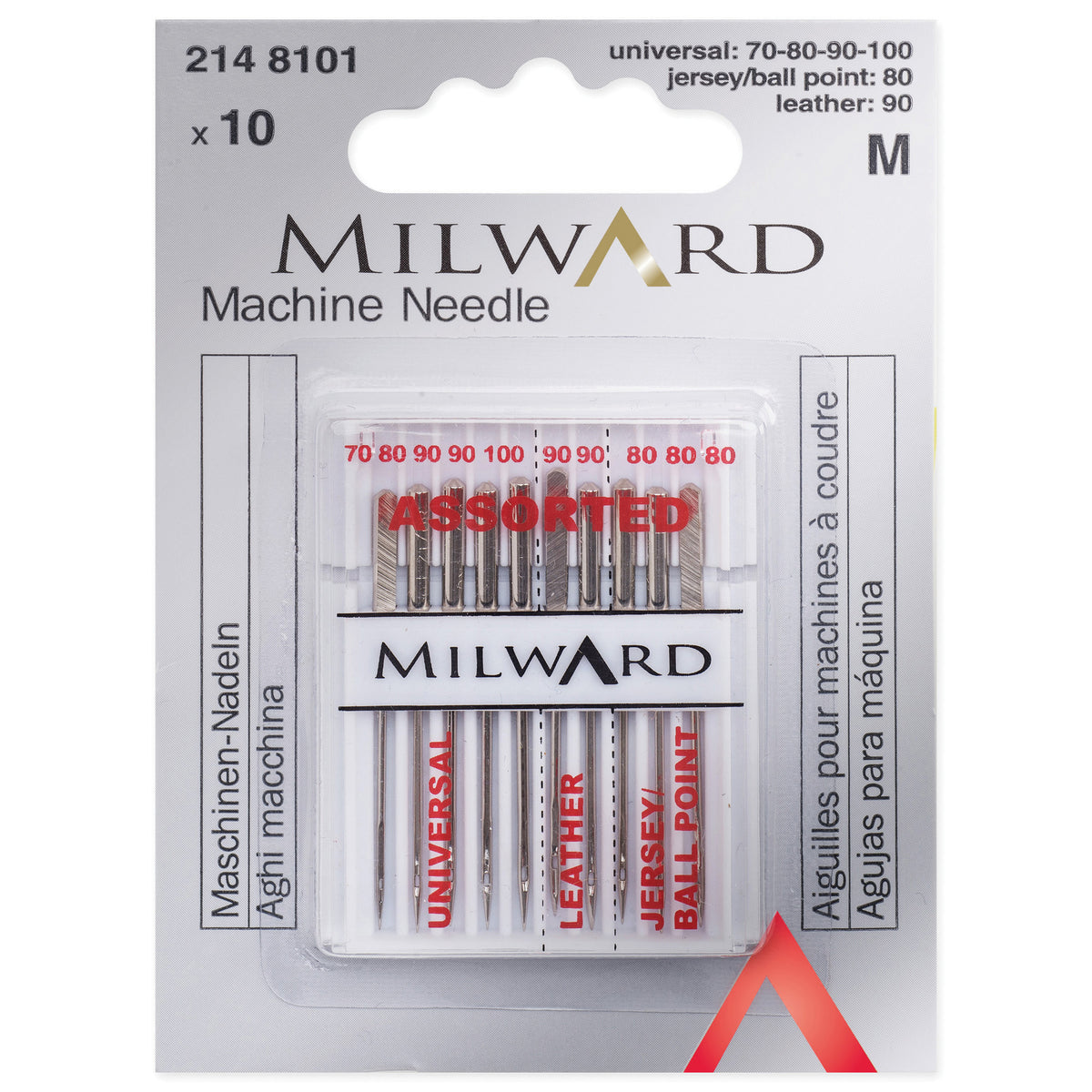 Milward assorted sewing machine needles pack of 10