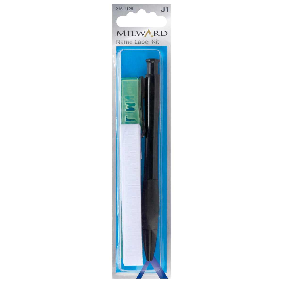 Name label kit with iron-on tabs, stencil and fabric pen