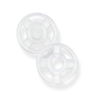Pack of 24 transparent plastic sew-on snap fasteners, 7mm on a Milward card