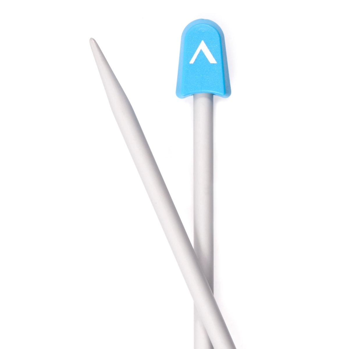 Pair of grey aluminium 3.5mm knitting needles