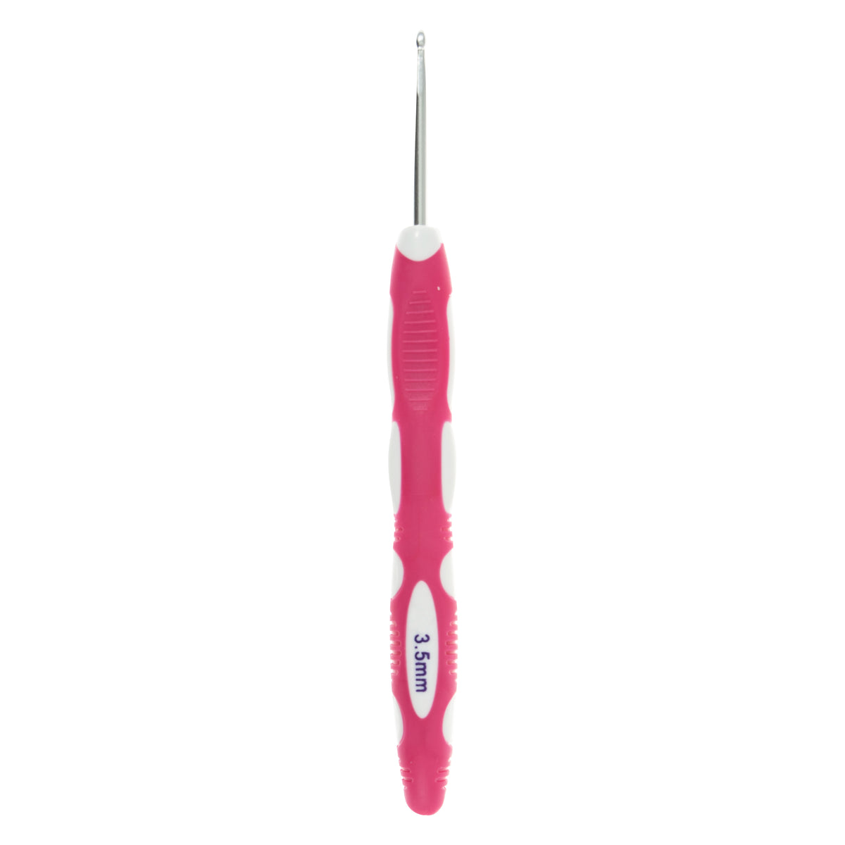 Milward 3.5mm aluminium crochet hook with colourful soft grip handle