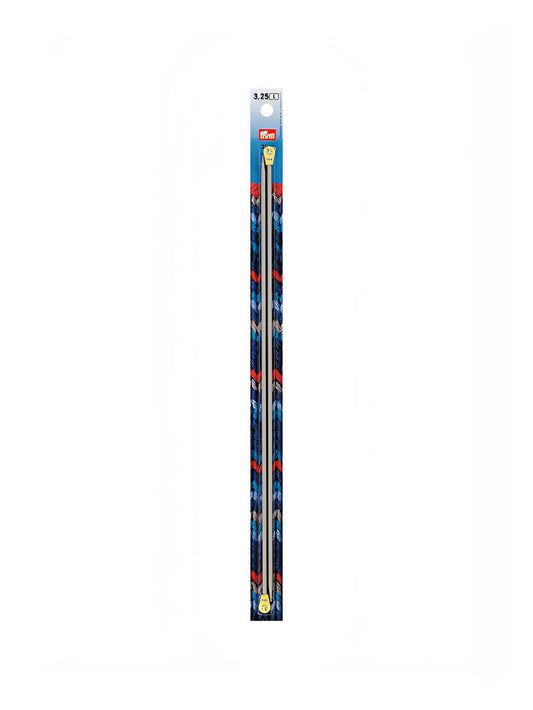 Prym Aluminium Single-Pointed Knitting Pins - 2 x Pearl Grey 35cm (3.25mm)