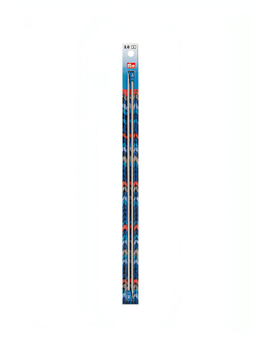 Prym Single-Pointed Aluminium Knitting Pins - 2 x Pearl Grey 35cm (2.75mm)