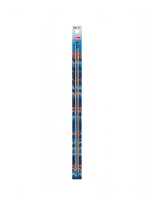 Prym Single-Pointed Aluminium Knitting Pins - 2 x Pearl Grey 35cm (2.50mm)