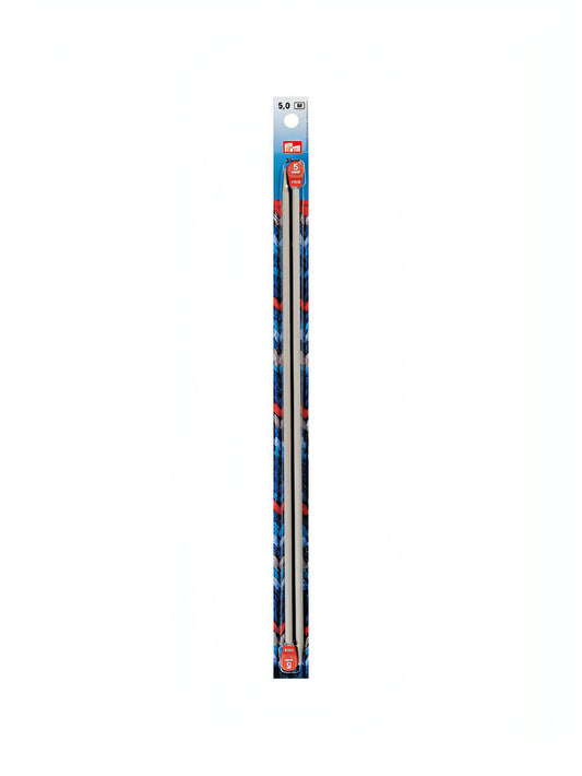 Prym Aluminium Single-Pointed Knitting Pins - 2 x Pearl Grey 35cm (5.00mm)