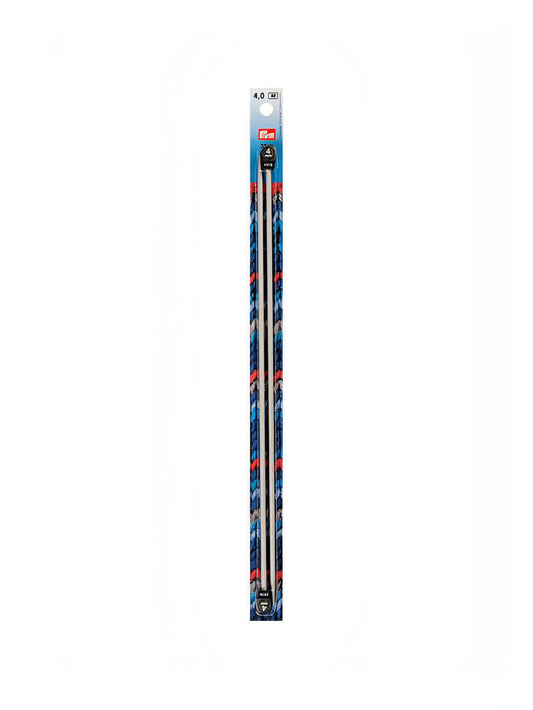 Prym Aluminium Single-Pointed Knitting Pins - 2 x Pearl Grey 35cm (4.00mm)
