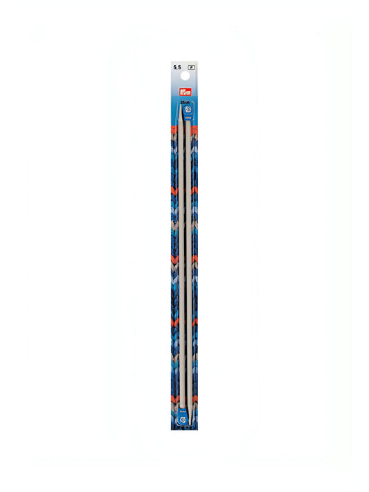 Prym Aluminium Single-Pointed Knitting Pins - 2 x Pearl Grey 35cm (5.50mm)
