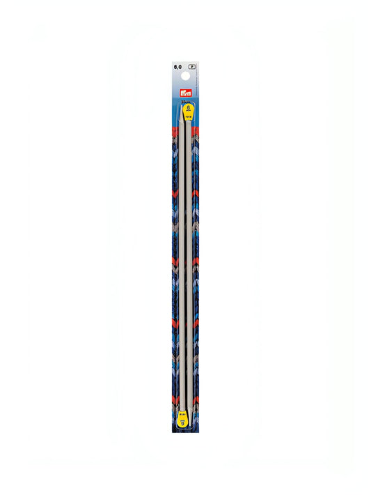 Prym Aluminium Single-Pointed Knitting Pins - 2 x Pearl Grey 35cm (6.00mm)