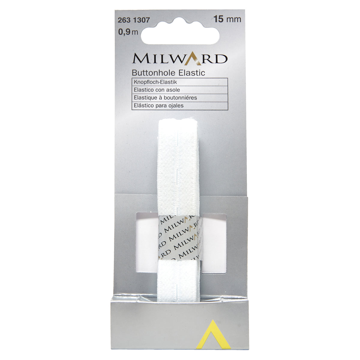 White 15mm buttonhole elastic