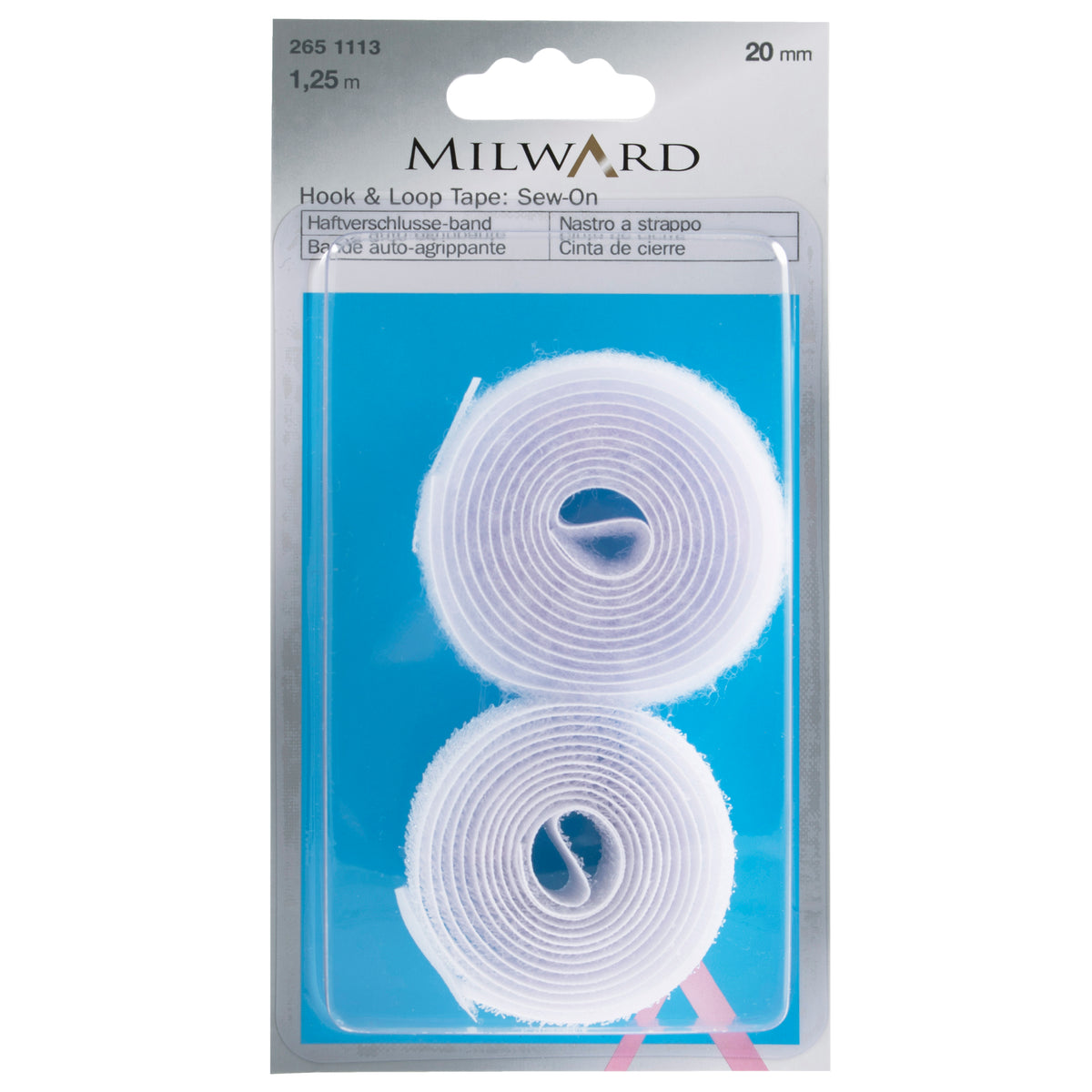White sew-on hook and loop tape
