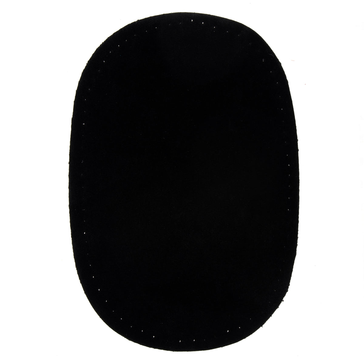 Two oval black imitation suede patches on a Milward card