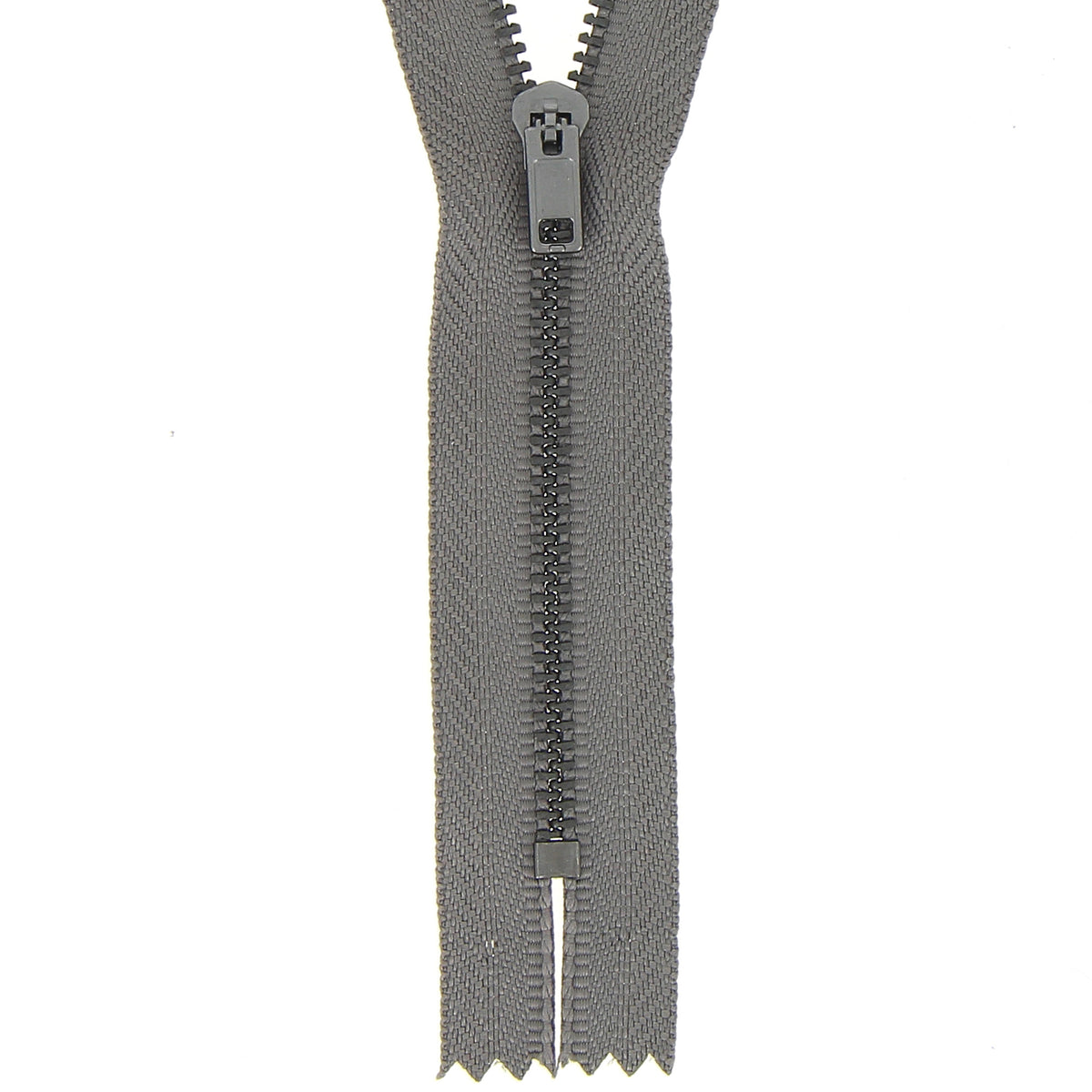 Milward dark grey metal trouser zip, 12cm closed end