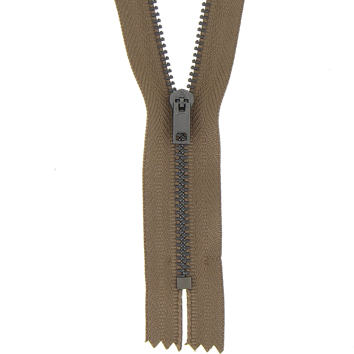 Olive 15cm metal trouser zip with metal teeth
