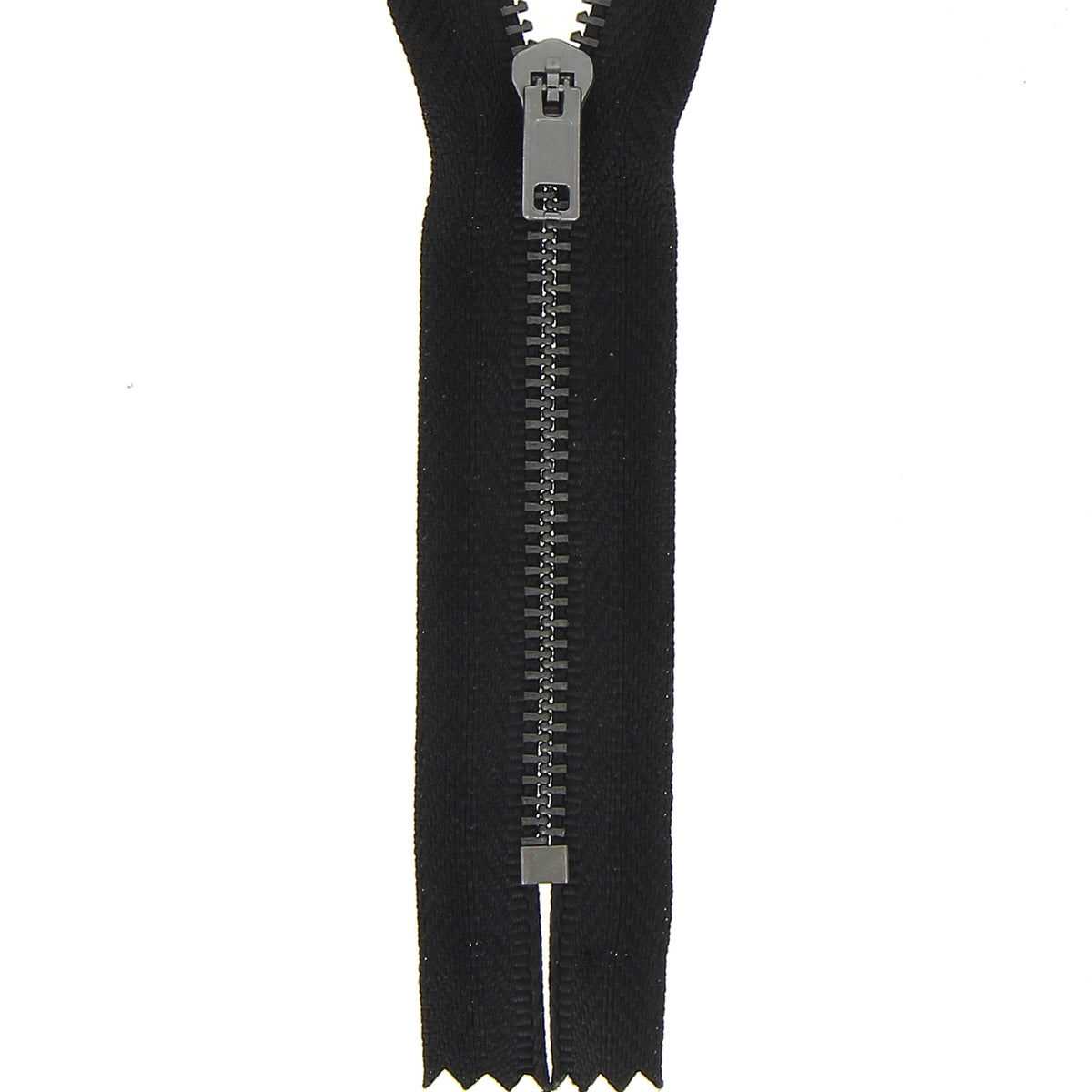 Black 15cm metal trouser zip with metal teeth