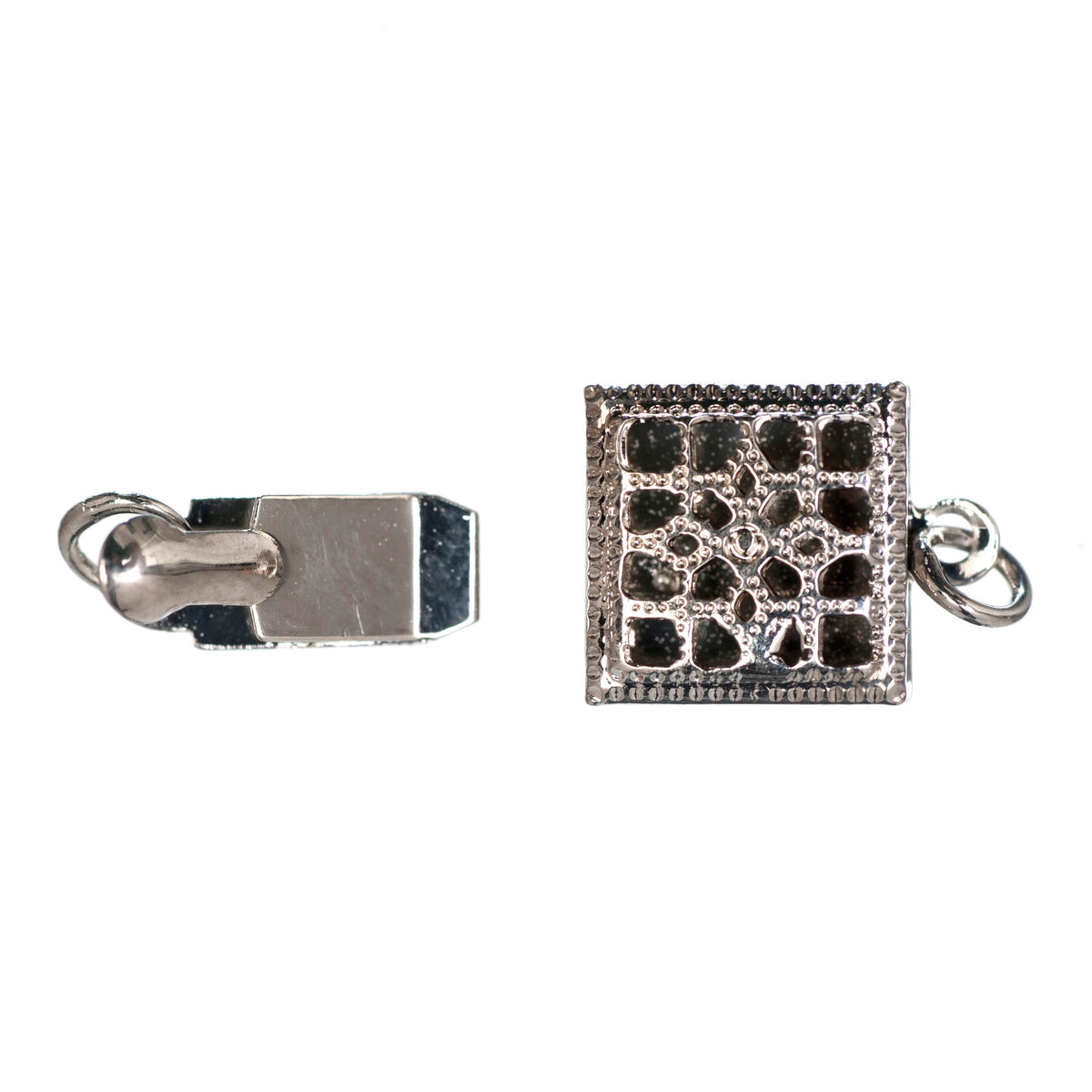 Antique Silver square-style necklace clasp