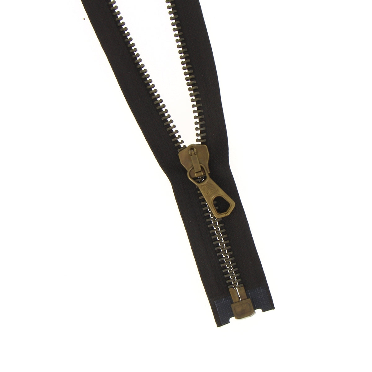 Black 70cm open-end jacket zip with chunky brass teeth