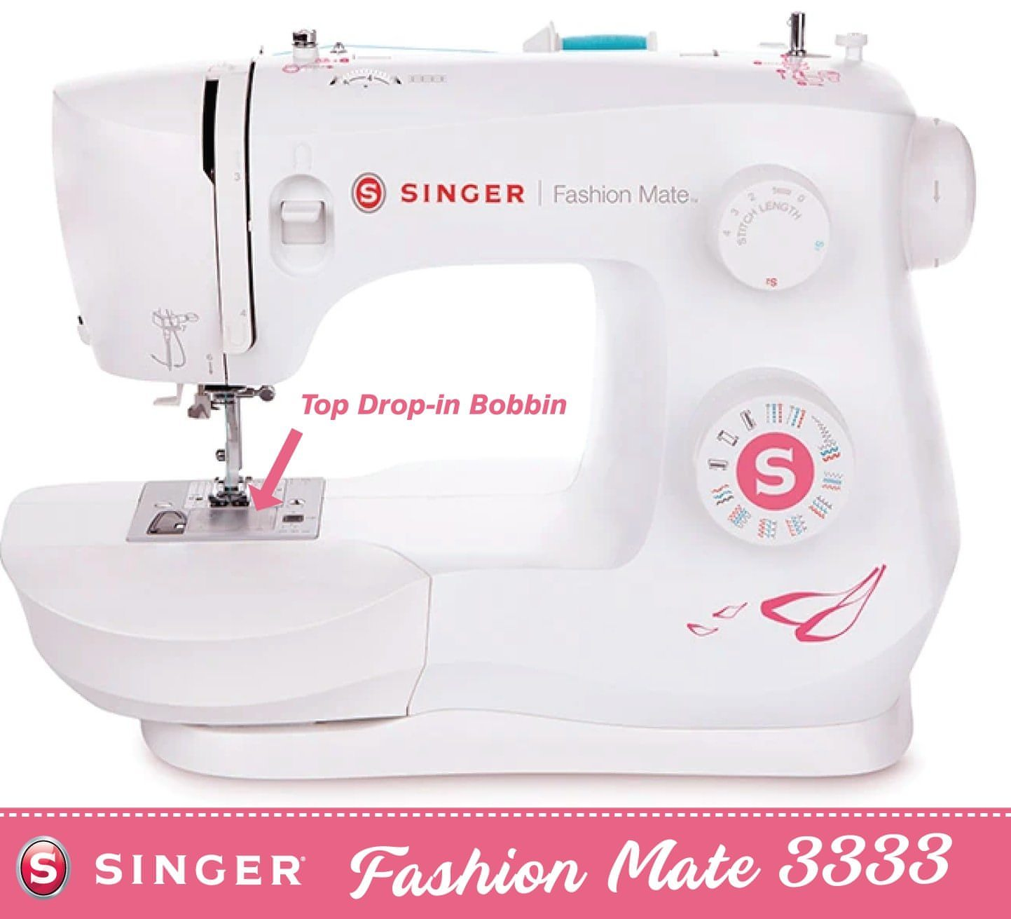 Singer Fashion Mate 3333 Sewing Machine - Drop in bobbin, latest style, so easy to use, great lighting