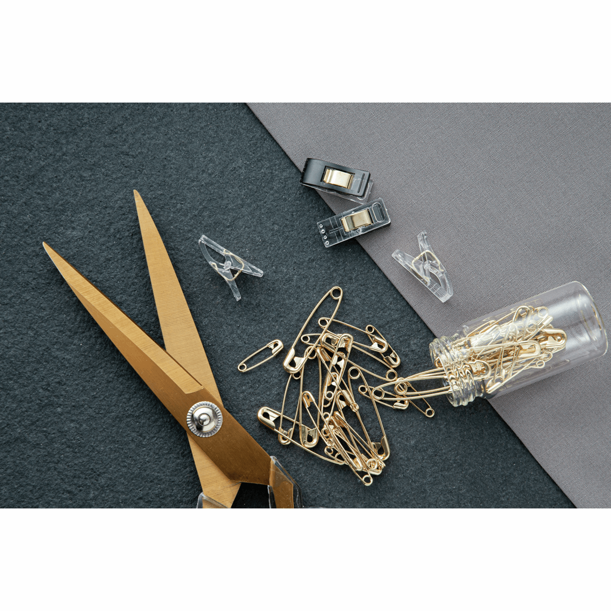 Gold Premium Safety Pins x 50 Assorted Sizes *Hemline Gold Edition*