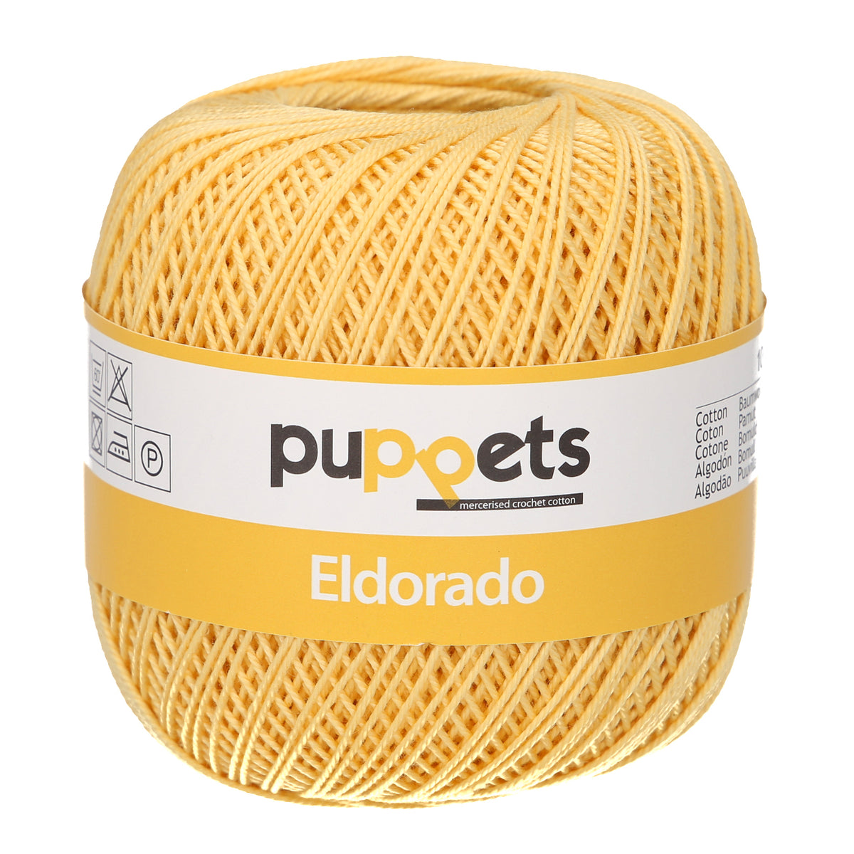 Ball of Puppets Eldorado No 6 cotton yarn in pale gold