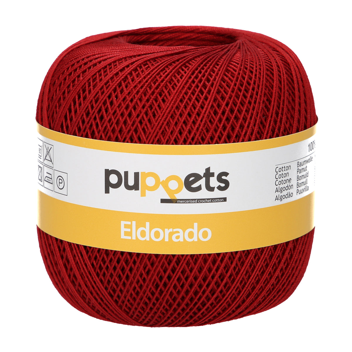 Ball of Puppets Eldorado No 16 cotton yarn in dark red