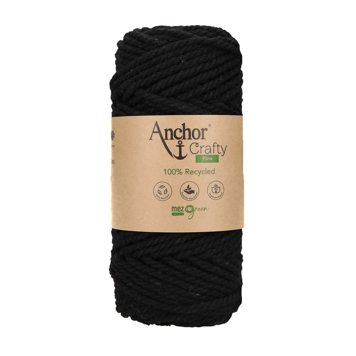 Ball of Anchor Crafty Fine twisted 3mm cord in Charcoal