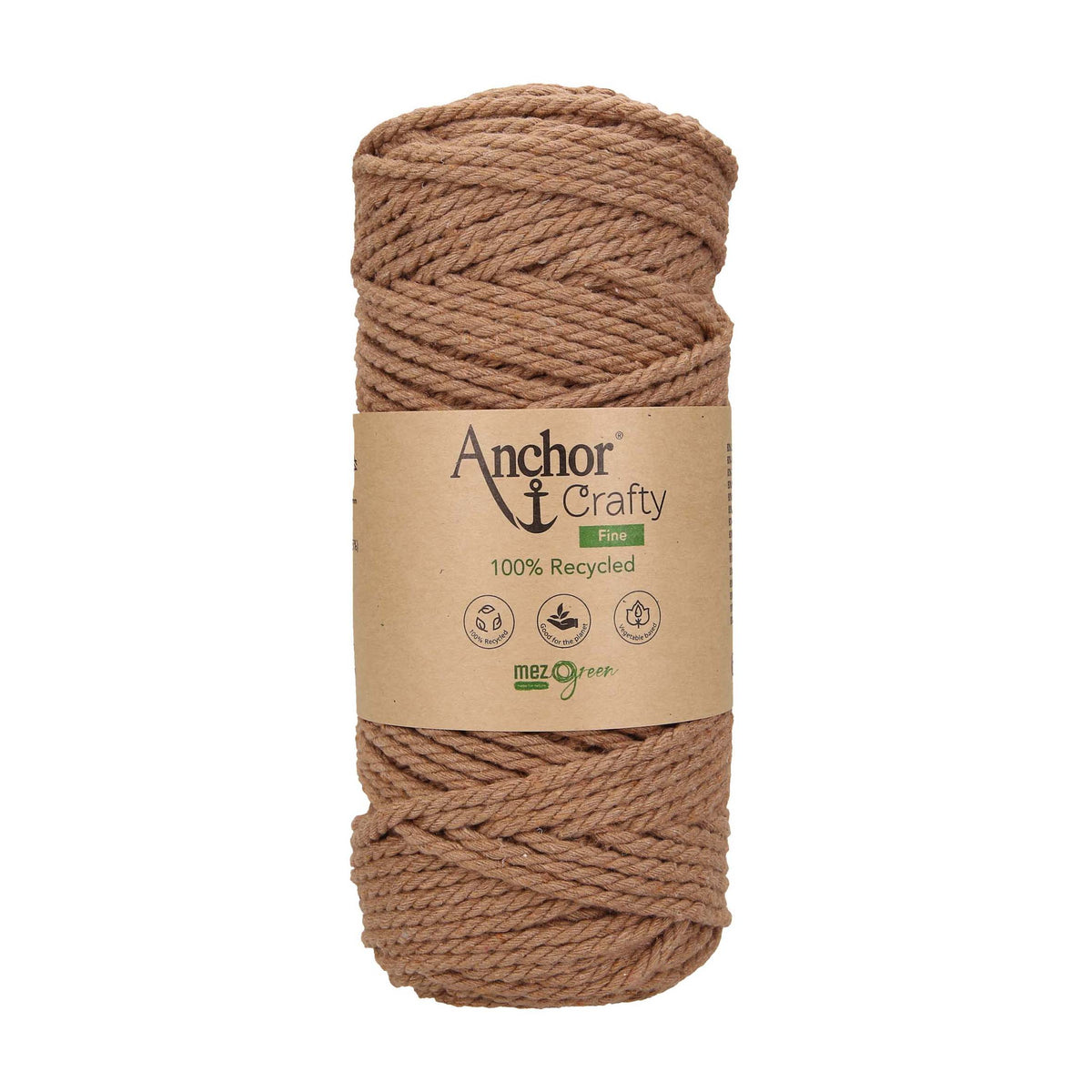 Ball of Anchor Crafty Fine twisted 3mm cord in Peanut