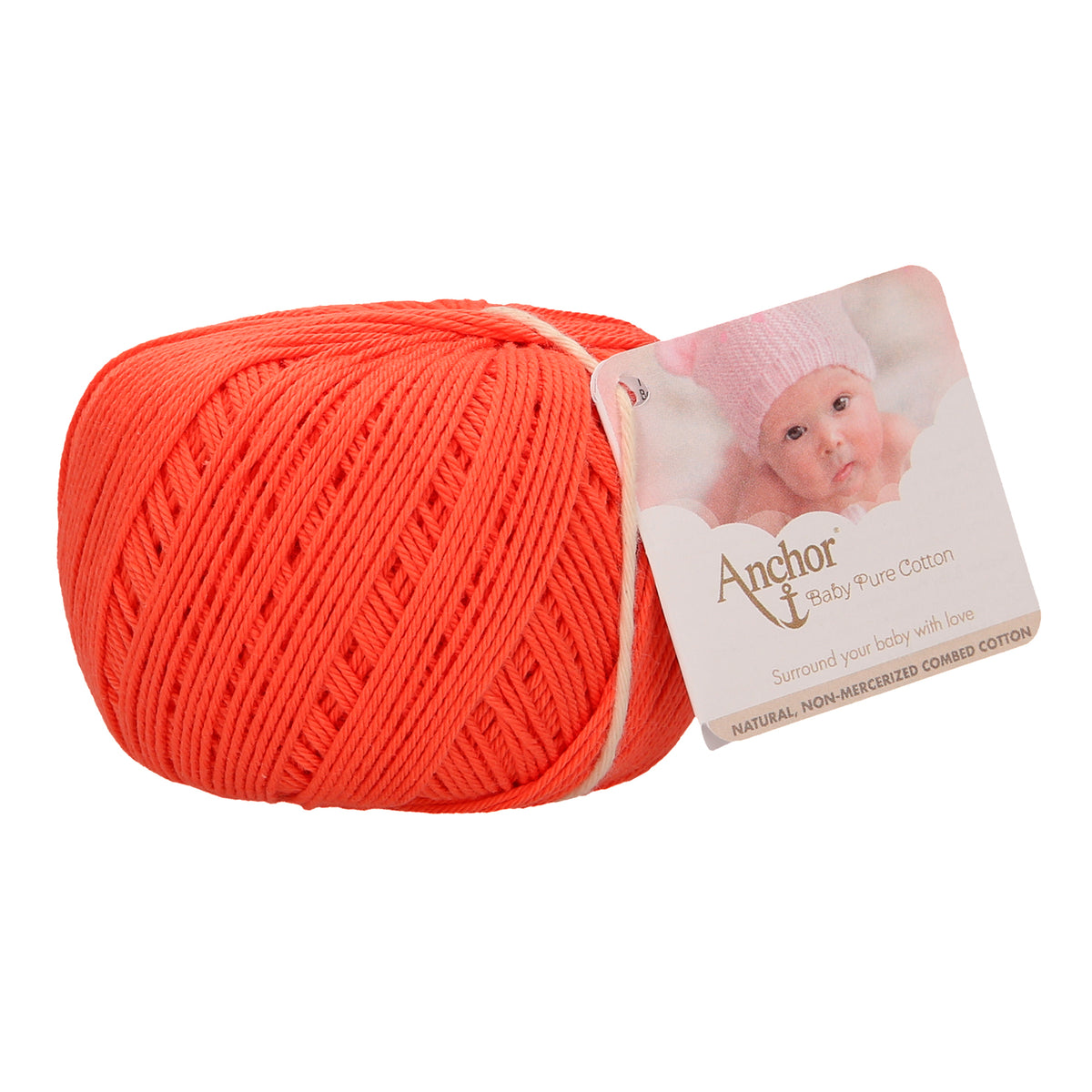 Ball of Anchor Baby Pure Cotton 4 ply yarn in Orange