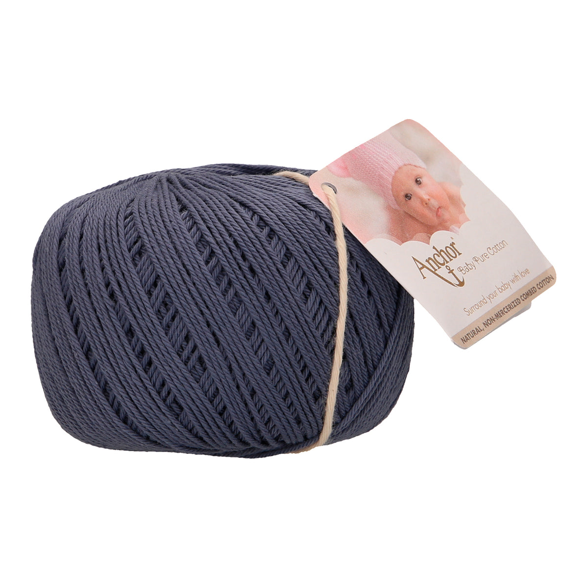 Ball of Anchor Baby Pure Cotton 4 ply yarn in Blue