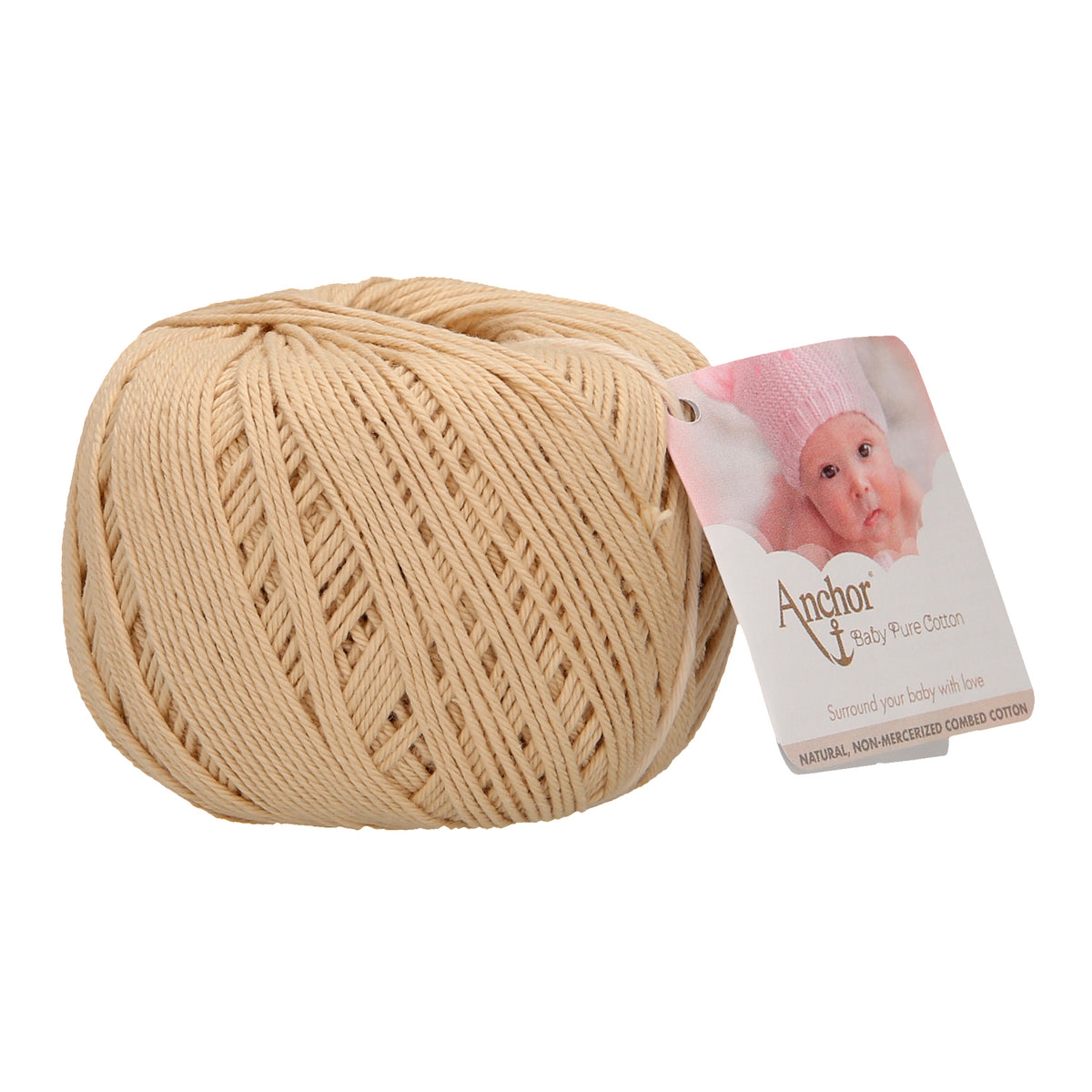 Ball of Anchor Baby Pure Cotton 4 ply yarn in Stone