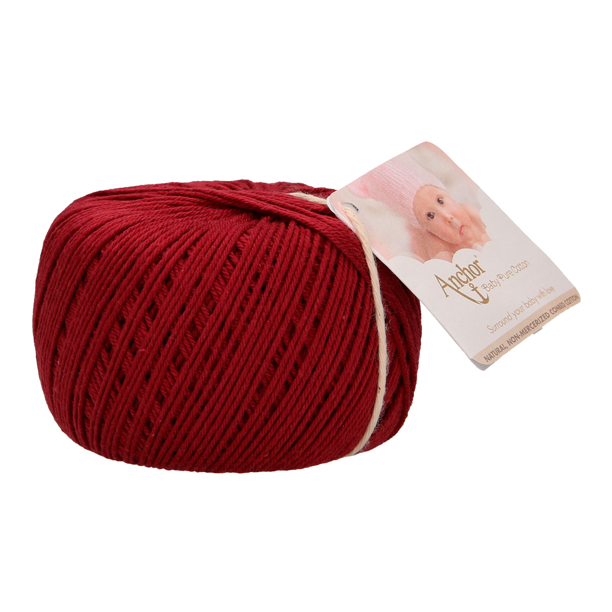 Ball of Anchor Baby Pure Cotton 4 ply yarn in Red