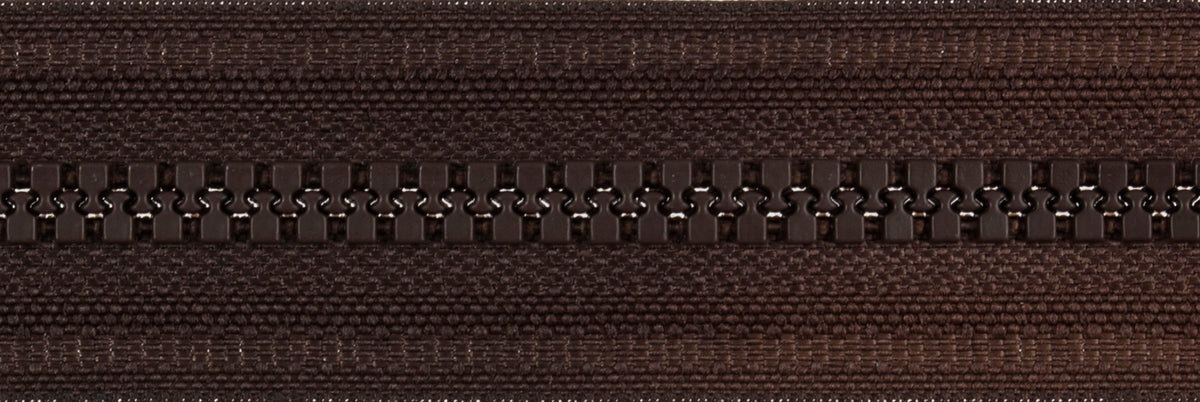Dark Brown open end zip with chunky plastic teeth