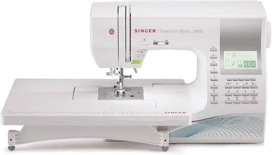 Singer Quantum Stylist 9960 Sewing Machine - Professional results, huge amount of stitch patterns, extension table, hard cover, multiple fonts