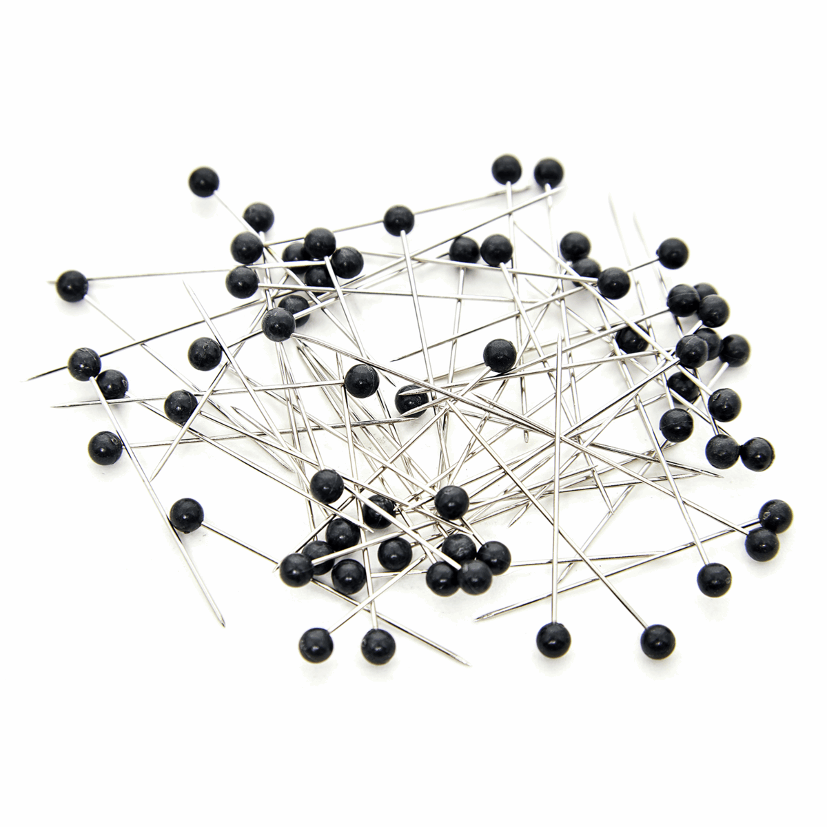 Hemline Gold 75-Pack Nickel Pins - Black Head, 38mm