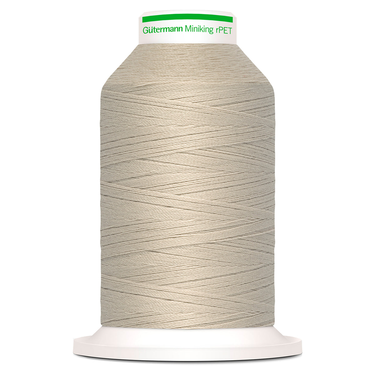 Spool of cream Gutermann Miniking recycled overlocker thread
