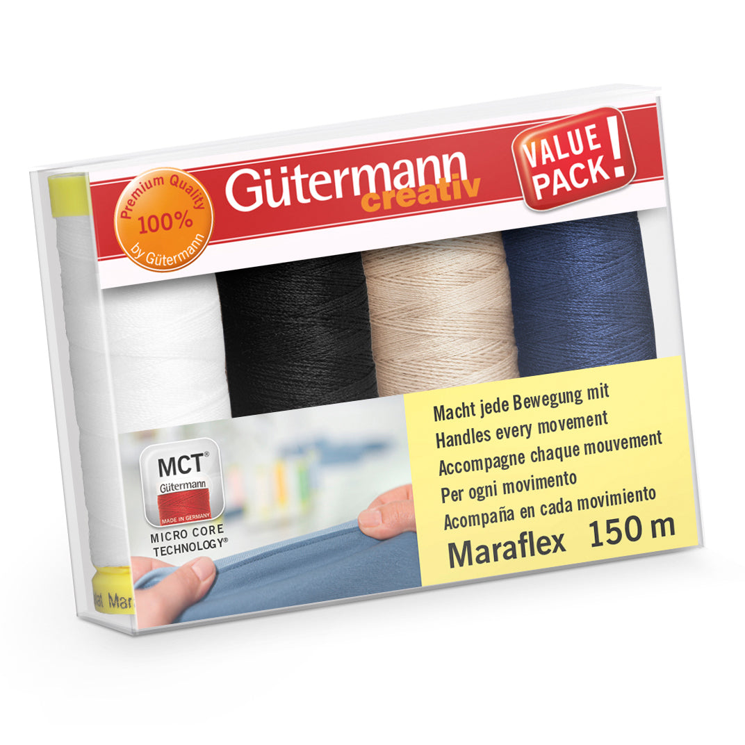 Gutermann Maraflex thread set with four basic spools in a box