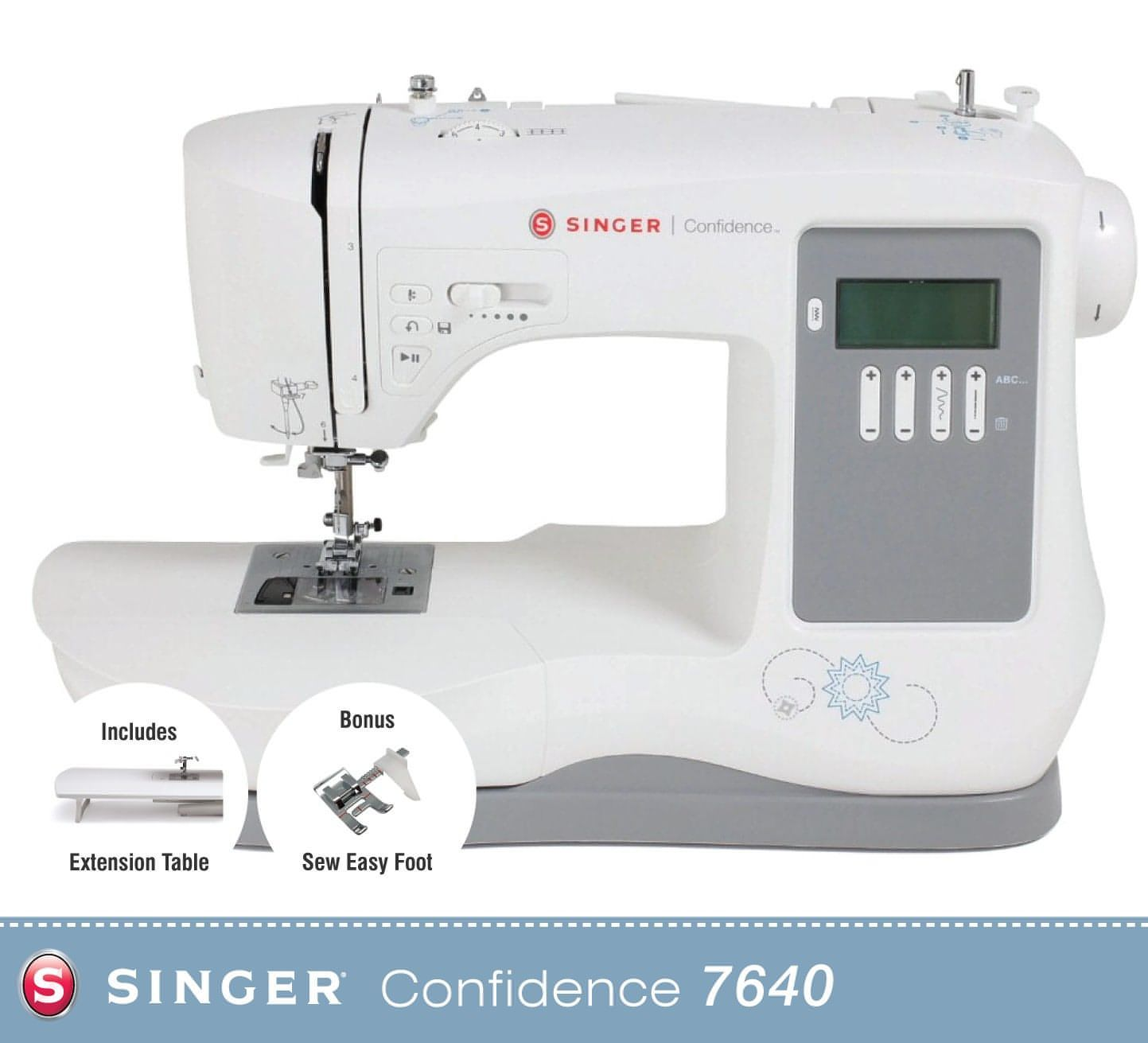 Singer Confidence 7640 Sewing Machine - extension table, 200 stitch patterns, silky smooth motor