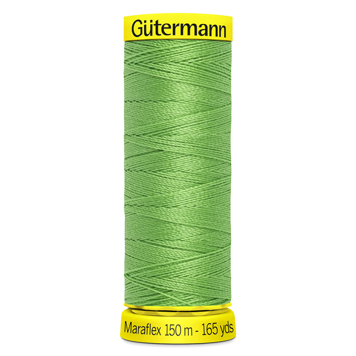 Spool of lime green Gutermann Maraflex elastic sewing thread