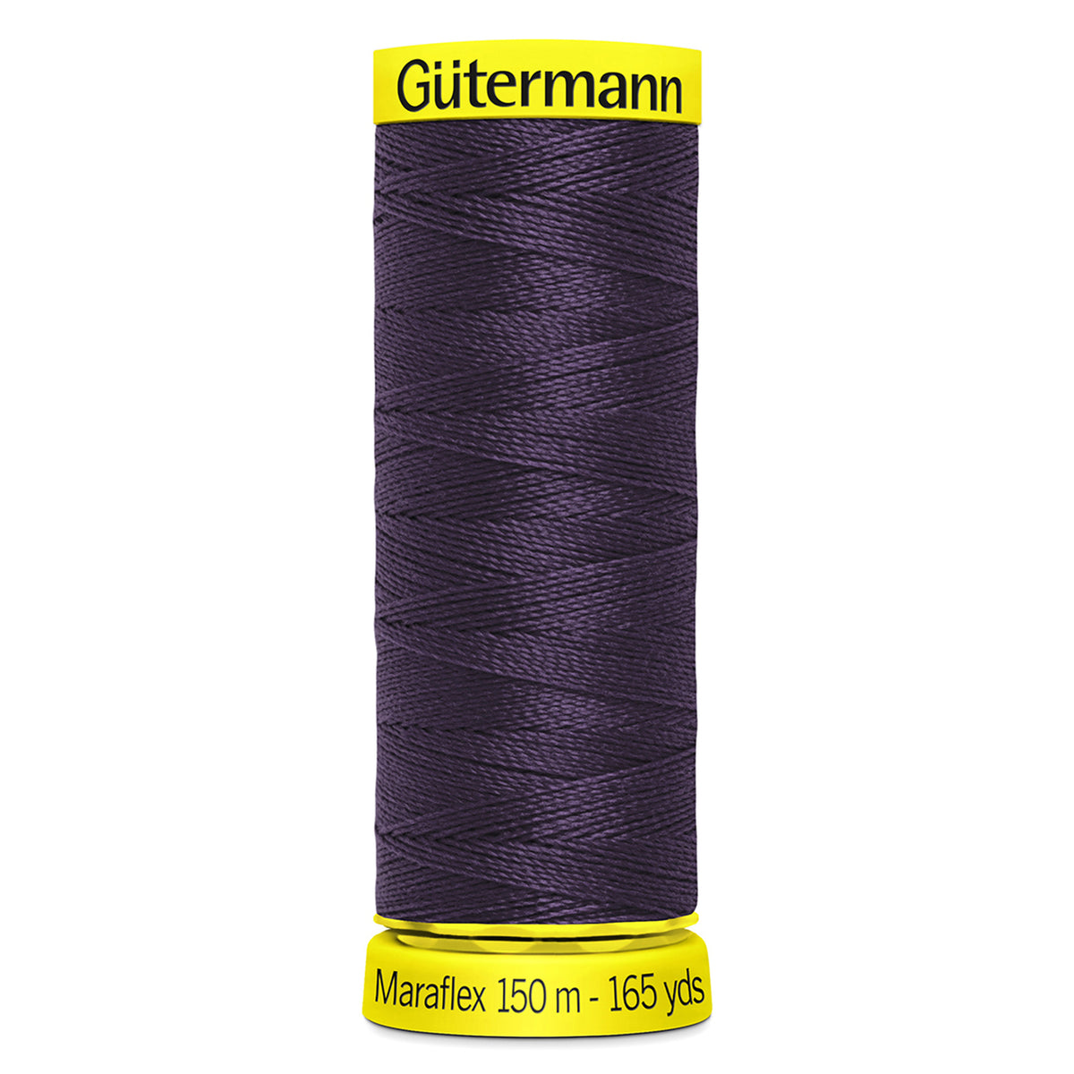 Spool of Gutermann Maraflex elastic thread in aubergine