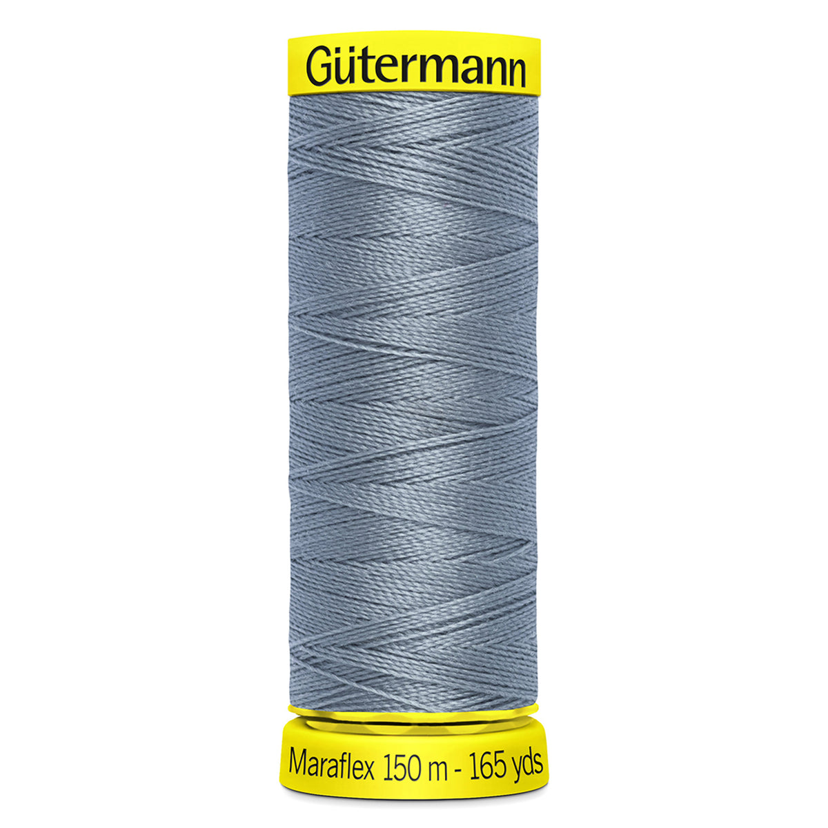 Spool of sky blue Gutermann Maraflex elastic sewing thread