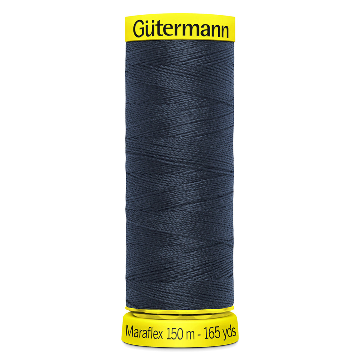Spool of ink blue Gutermann Maraflex elastic sewing thread