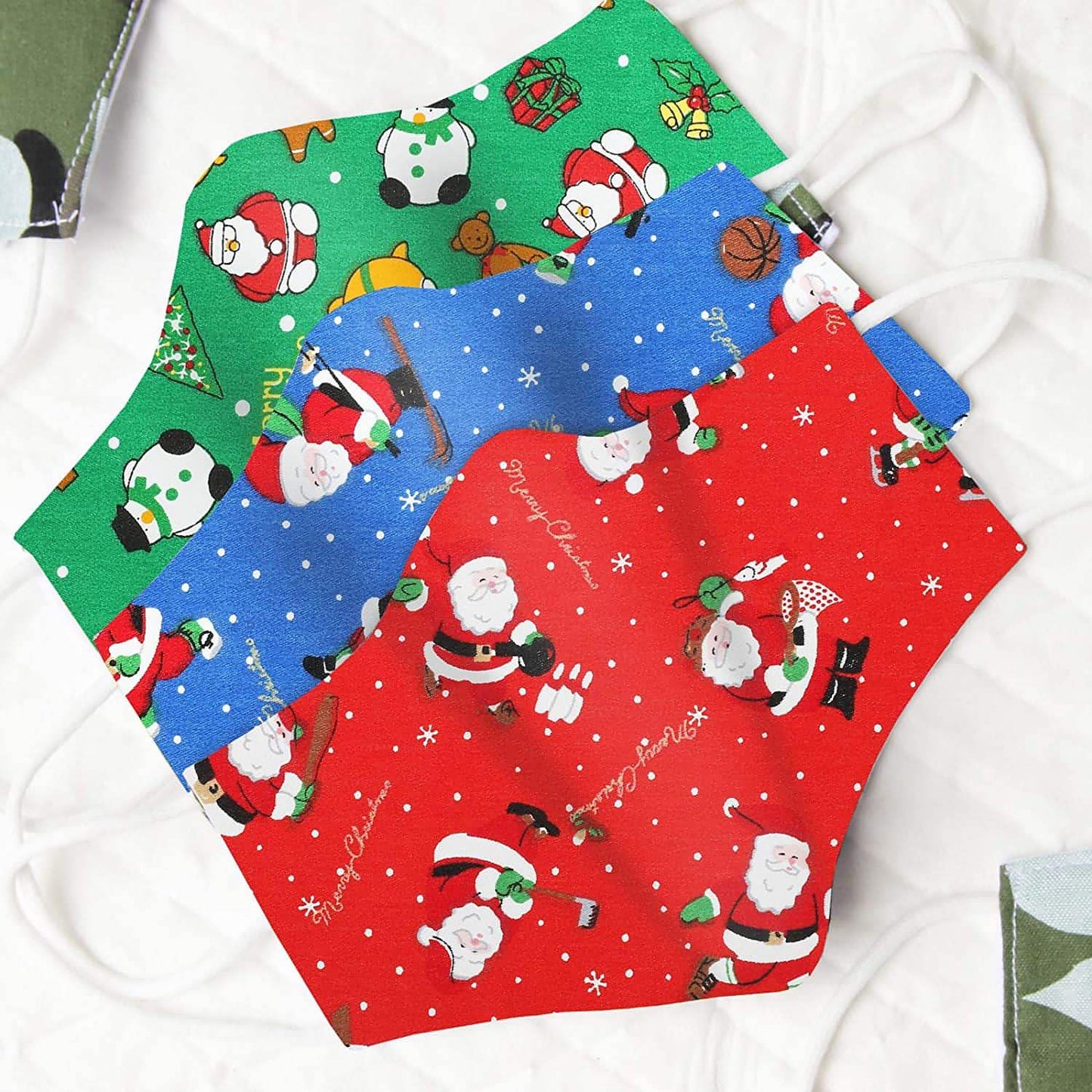 Christmas Fabric Mask Making Kit - 3 x masks, with fabric, elastic and nose bars - clearance