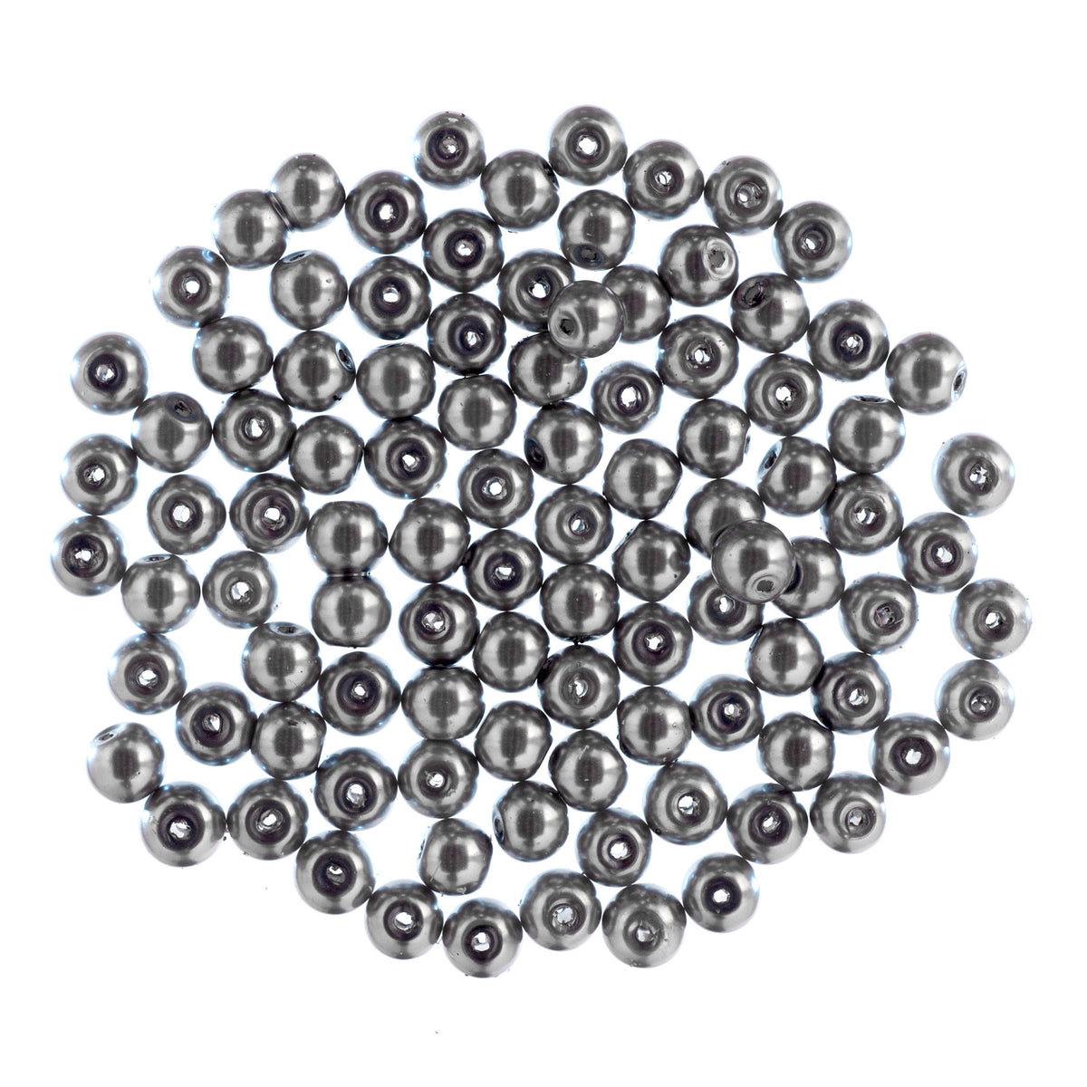 Silver 6mm glass pearl beads