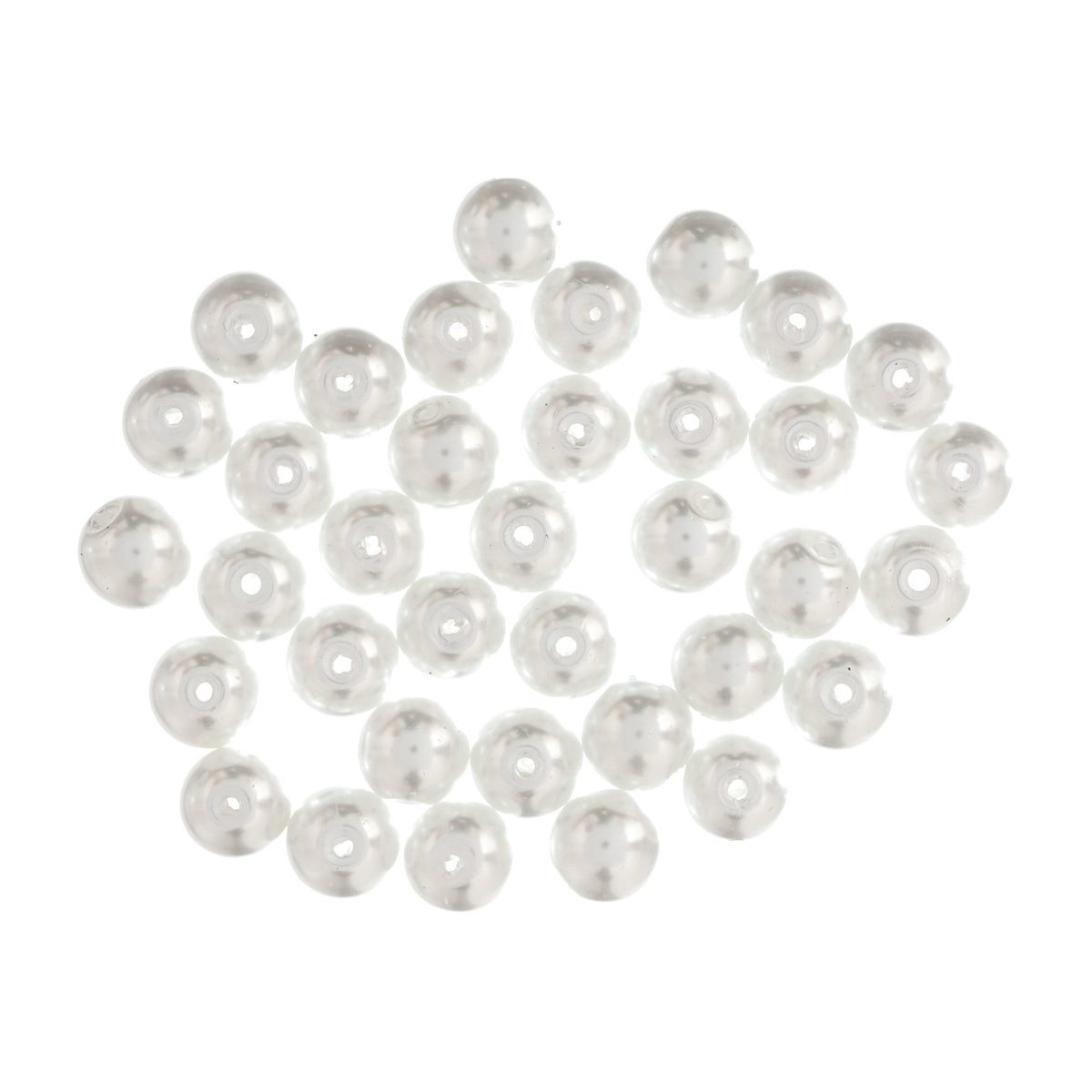 White 8mm glass pearl beads